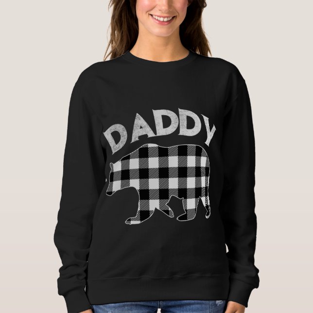 Sudadera Navidades De Oso De Papi De Búfalo Blanco Y Negro (Anverso)