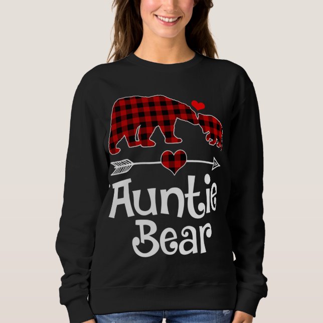 Sudadera Navidades de oso de tía Pajama Mat de búfalo rojo (Anverso)