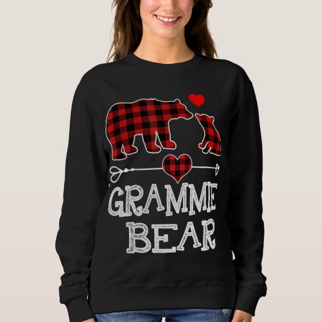 Sudadera Navidades De Oso Grammie Pajama Red Plaid Buffalo  (Anverso)