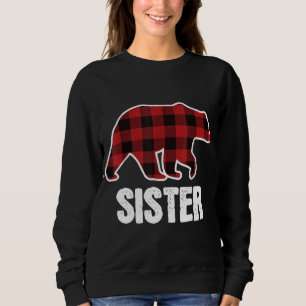 Sudadera Navidades de oso hermana Pajama Red Plaid Buffalo 