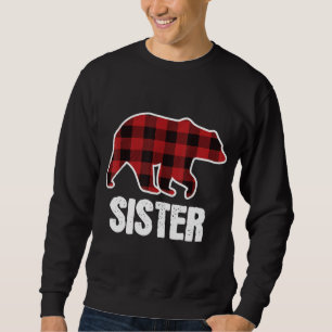 Sudadera Navidades de oso hermana Pajama Red Plaid Buffalo 