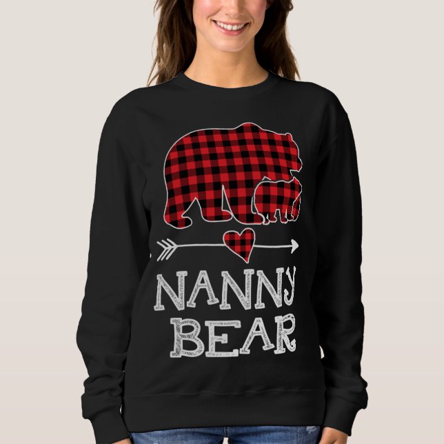 Sudadera Navidades de oso nana Xmas Pajama Red Plaid Buffal (Anverso)
