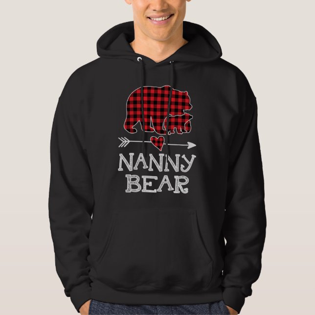 Sudadera Navidades de oso nana Xmas Pajama Red Plaid Buffal (Anverso)