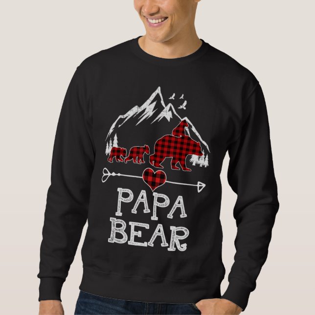 Sudadera Navidades de oso papá Pajama Red Plaid Buffalo Des (Anverso)