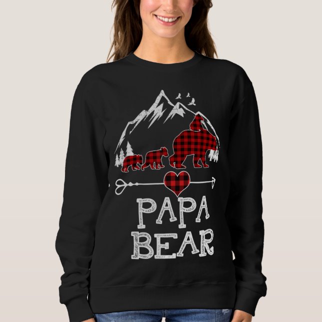 Sudadera Navidades de oso papá Pajama Red Plaid Buffalo Des (Anverso)