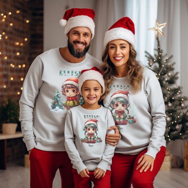Sudadera Navidades de pareja familiares personalizados Elf (Subido por el creador)