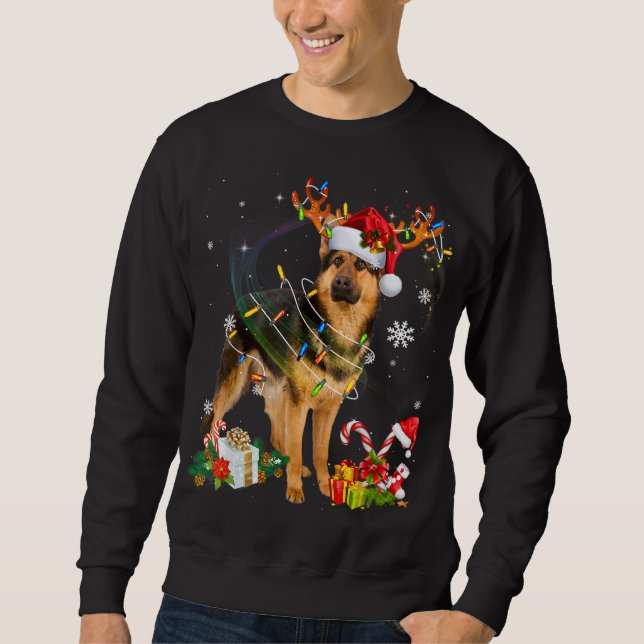 Sudadera Navidades de pastores alemanes Perro renos Gracios (Anverso)