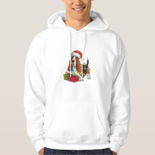Sudadera Navidades de perras de Santa Hat Basset Hound