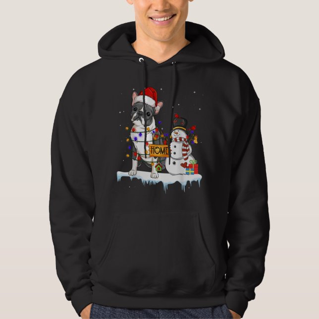 Sudadera navidades de perro de boston terrier Snowman Xmas  (Anverso)