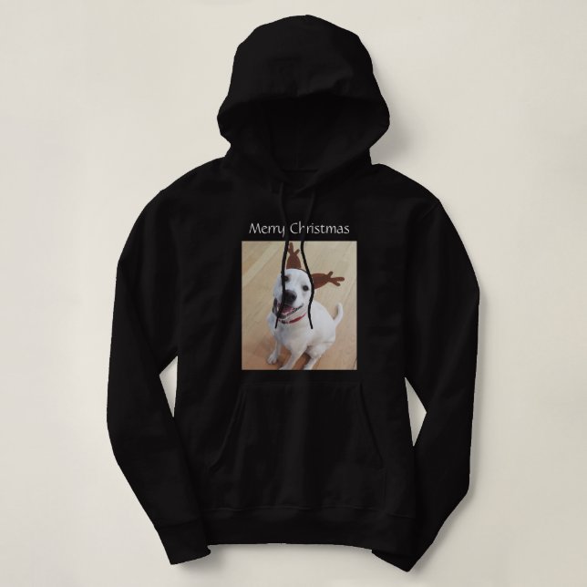 Sudadera Navidades de Perro de Cachorro Blanco Ridículo y S (Diseño del anverso)