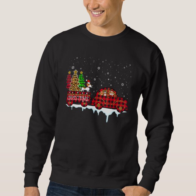 Sudadera Navidades de perro de Dachshund Camión de papel ro (Anverso)