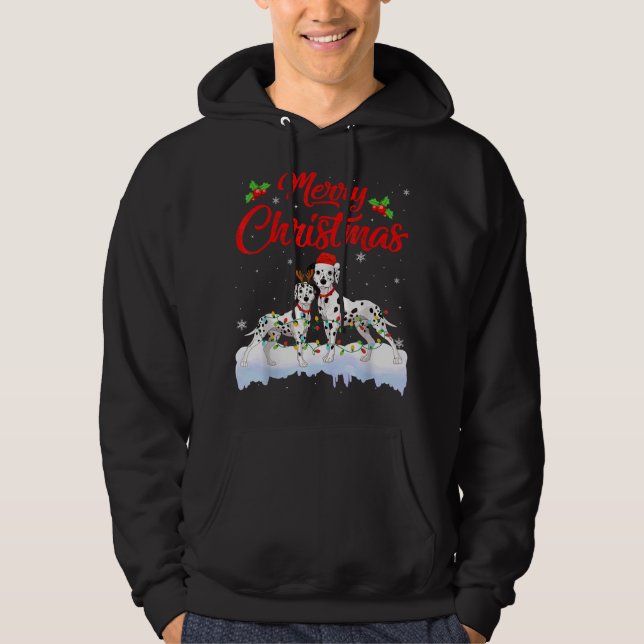 Sudadera Navidades de perro de Dalmacia iluminan a divertid (Anverso)