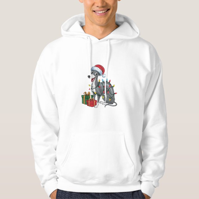 Sudadera Navidades de perro de grifo de Santa Hat iluminand (Anverso)