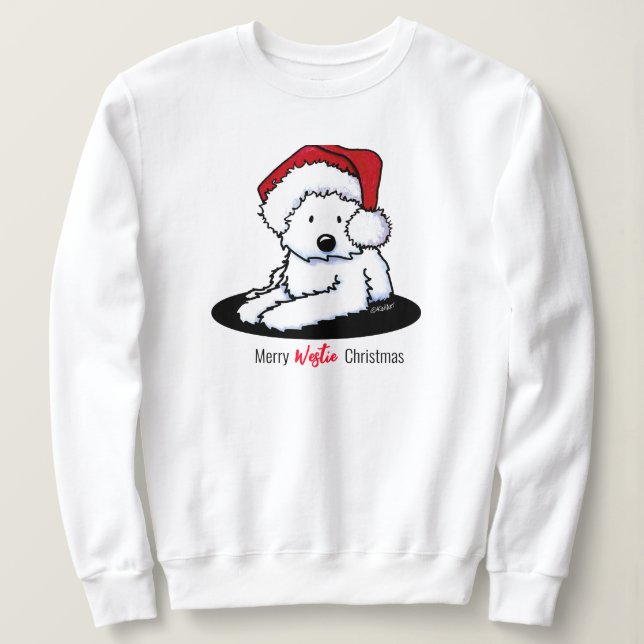 Sudadera Navidades de perro de KiniArt Westie (Anverso del diseño)