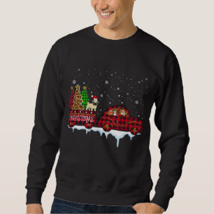 Sudadera Navidades de perro de pug camioneta roja de leopar