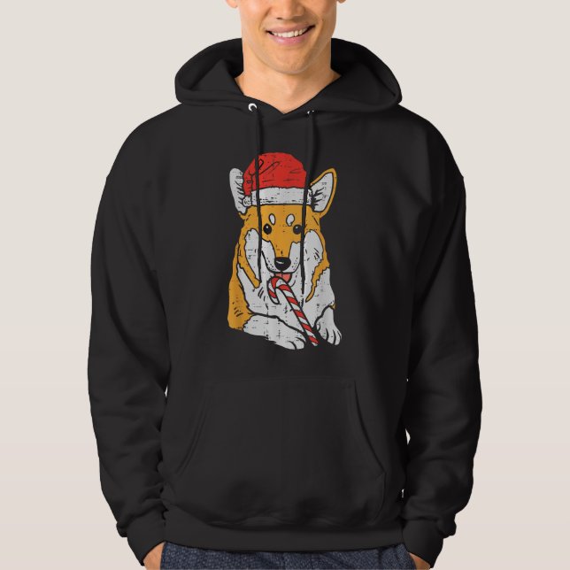 Sudadera Navidades de perro de Santa Hat Corgi (Anverso)