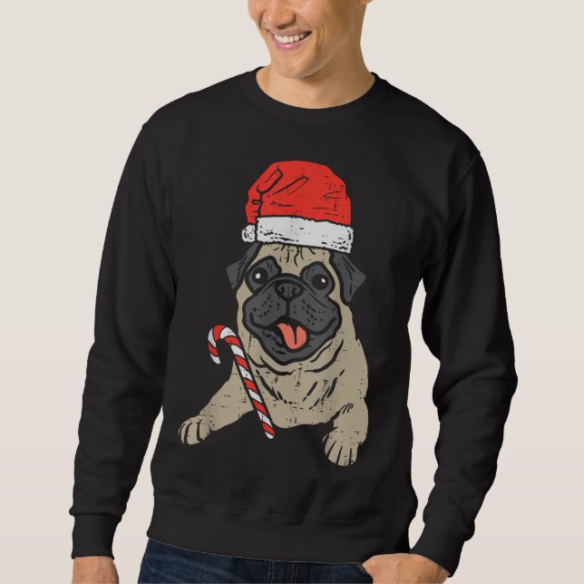 Sudadera Navidades de perro de Santa Hat Pug (Anverso)