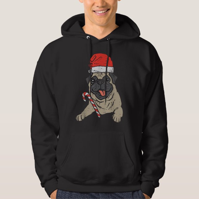 Sudadera Navidades de perro de Santa Hat Pug (Anverso)