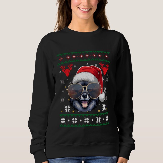 Sudadera Navidades de perro de Santa Keeshond (Anverso)