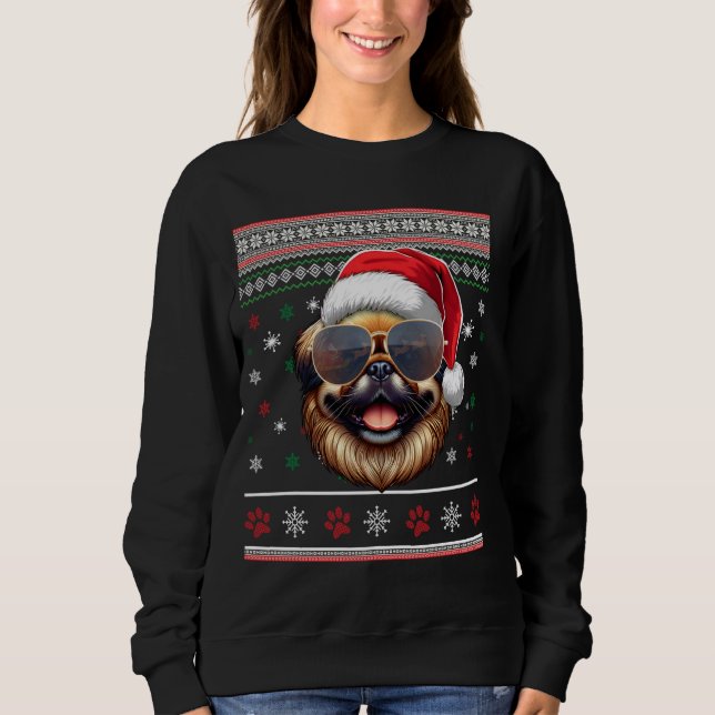 Sudadera Navidades de perro de Santa Pekingese (Anverso)