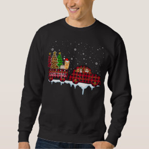 Sudadera Navidades de perro de Yorkshire Red Plaid Truck Sa