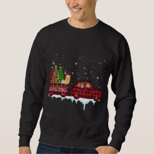 Sudadera Navidades de perro de Yorkshire Red Plaid Truck Sa