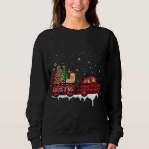 Sudadera Navidades de perro de Yorkshire Red Plaid Truck Sa
