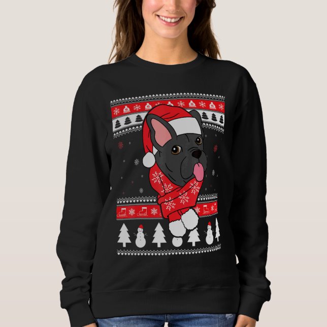 Sudadera Navidades de perros Bulldoges de Francia (Anverso)