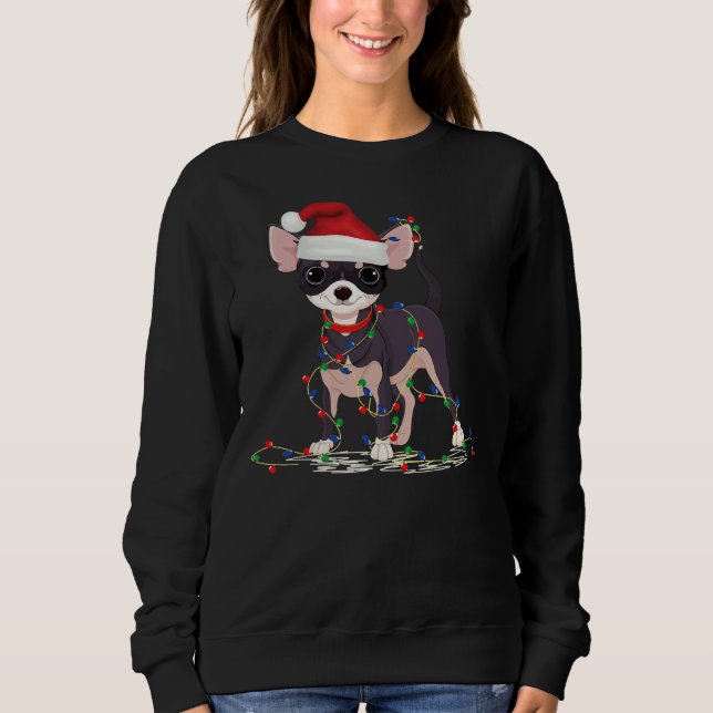 Sudadera Navidades de perros chihuahua decoran pijamas (Anverso)