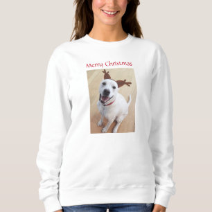 Sudadera Navidades de perros de renos blancos sonrientes su