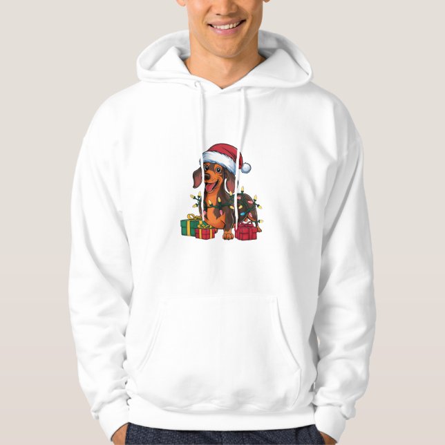 Sudadera Navidades de perros de Santa Hat Dachshund que ilu (Anverso)