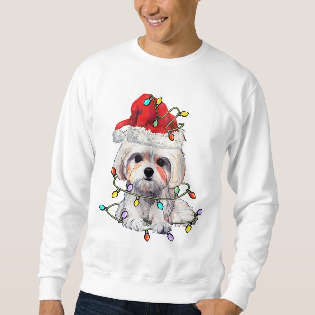 Sudadera Navidades de perros malteses, camiseta de perro ma (Anverso)