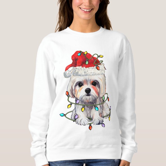 Sudadera Navidades de perros malteses, Navidad Perro maltés (Anverso)