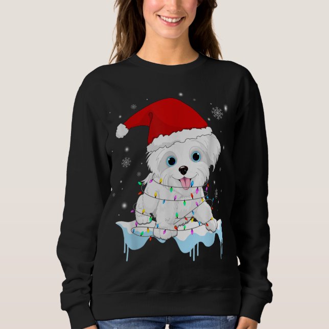 Sudadera Navidades de perros malteses Santa Luce Perros div (Anverso)