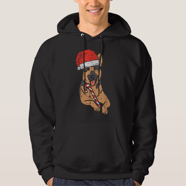 Sudadera Navidades de perros pastores alemanes de Santa Hat (Anverso)