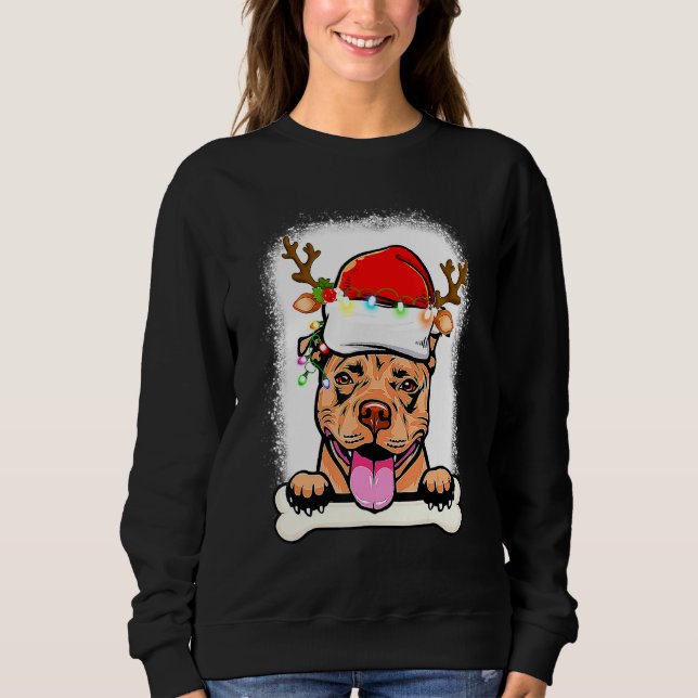 Sudadera Navidades de Pitbull Santa Lights con sangre (Anverso)