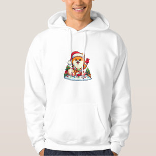 Sudadera Navidades de Pomerania, mano de paz divertida, ilu
