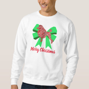 Sudadera Navidades de Poodle Dog Silhouette Green Bow