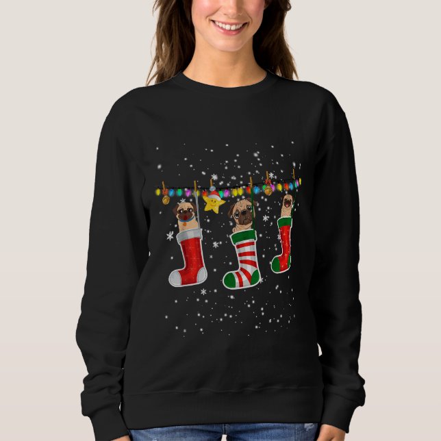 Sudadera Navidades de Pug Stocks iluminan Navidades de Pug  (Anverso)