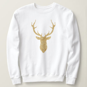 Sudadera Navidades de Purpurina de oro falso Deer