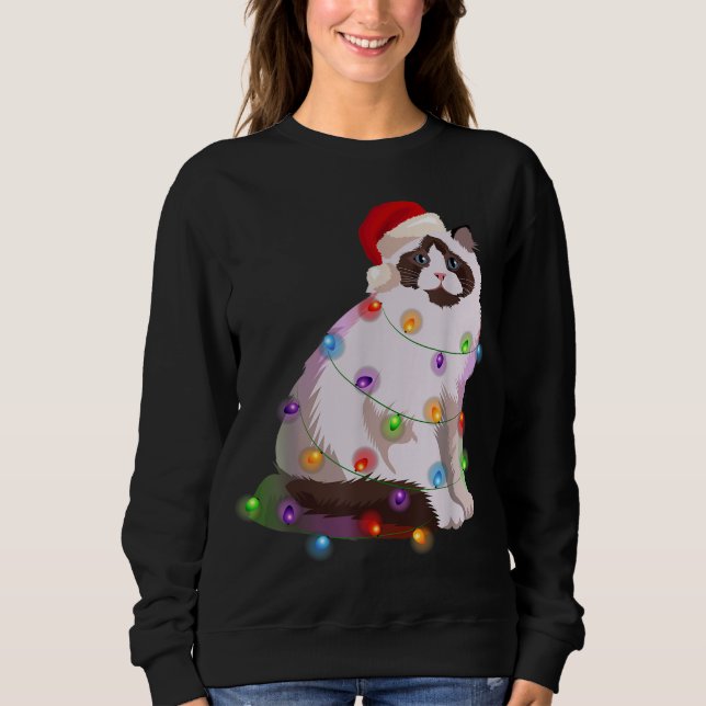 Sudadera Navidades de Ragdoll iluminan el amante del gato d (Anverso)