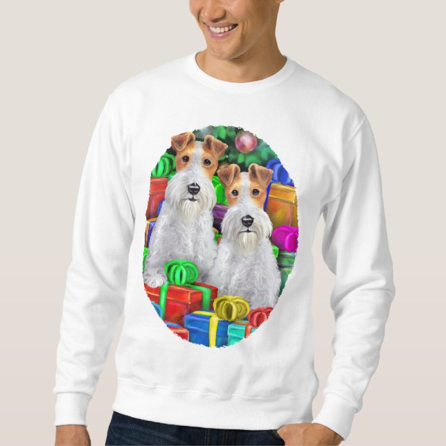 Sudadera Navidades de regalos al aire libre de Fox Terrier (Anverso)