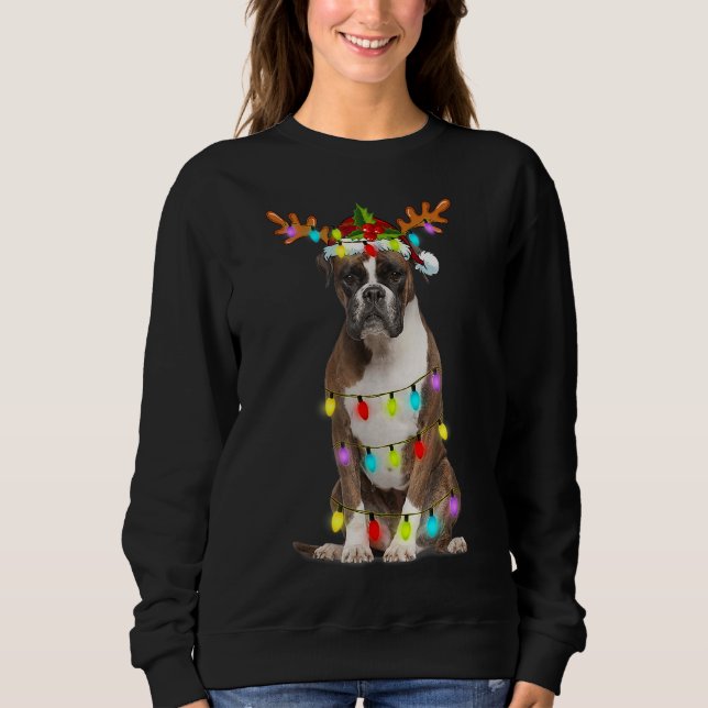 Sudadera Navidades de renos boxeadores iluminan divertida N (Anverso)