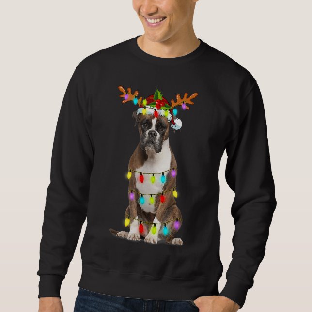 Sudadera Navidades de renos boxeadores iluminan divertida N (Anverso)