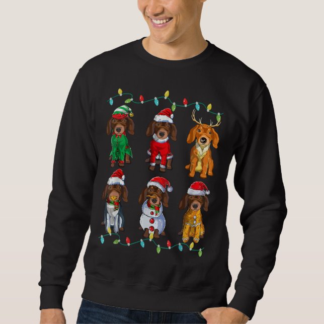 Sudadera Navidades de renos Cute Dachshund Dog Santa Elf (Anverso)