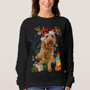 Sudadera Navidades de renos de Goldendoodle iluminan a perr