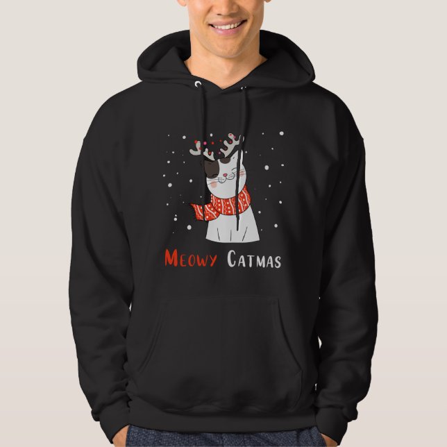 Sudadera Navidades de renos de Navidad, gatito gatito, aman (Anverso)