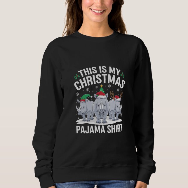 Sudadera Navidades de rinocerontes de Santa Hat Pajama (Anverso)