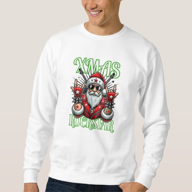Sudadera Navidades de rock n Roll Sweatshirt - Rocker Santa (Anverso)