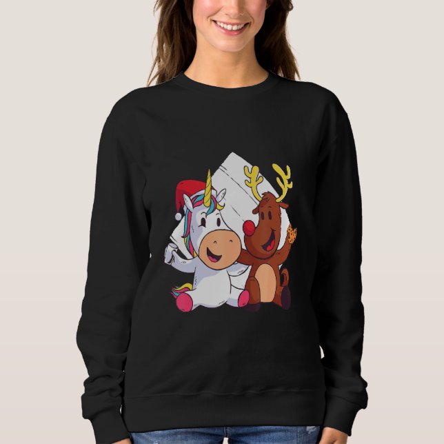Sudadera Navidades de ropa de navidad Xmas Unicornio reno (Anverso)